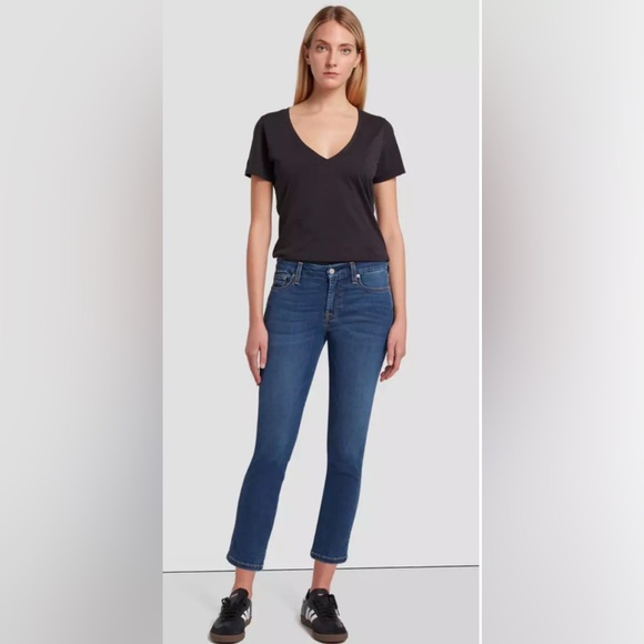 MADEWELL 7 KIMMIE CROP JEANS IN DARK RINSE INDIGO - Picture 1 of 12